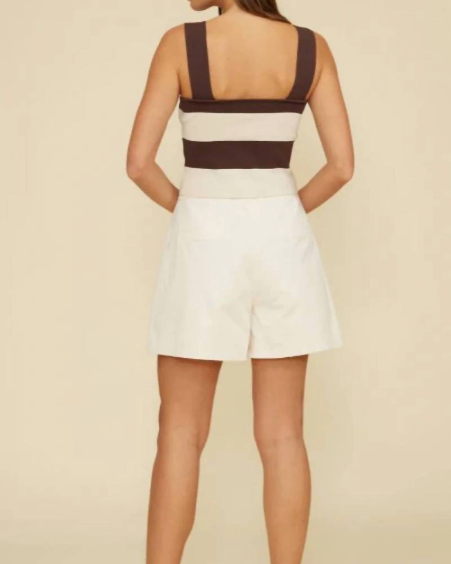 LUCY PARIS Dania High Waisted Shorts in beige - women's shorts - detail view