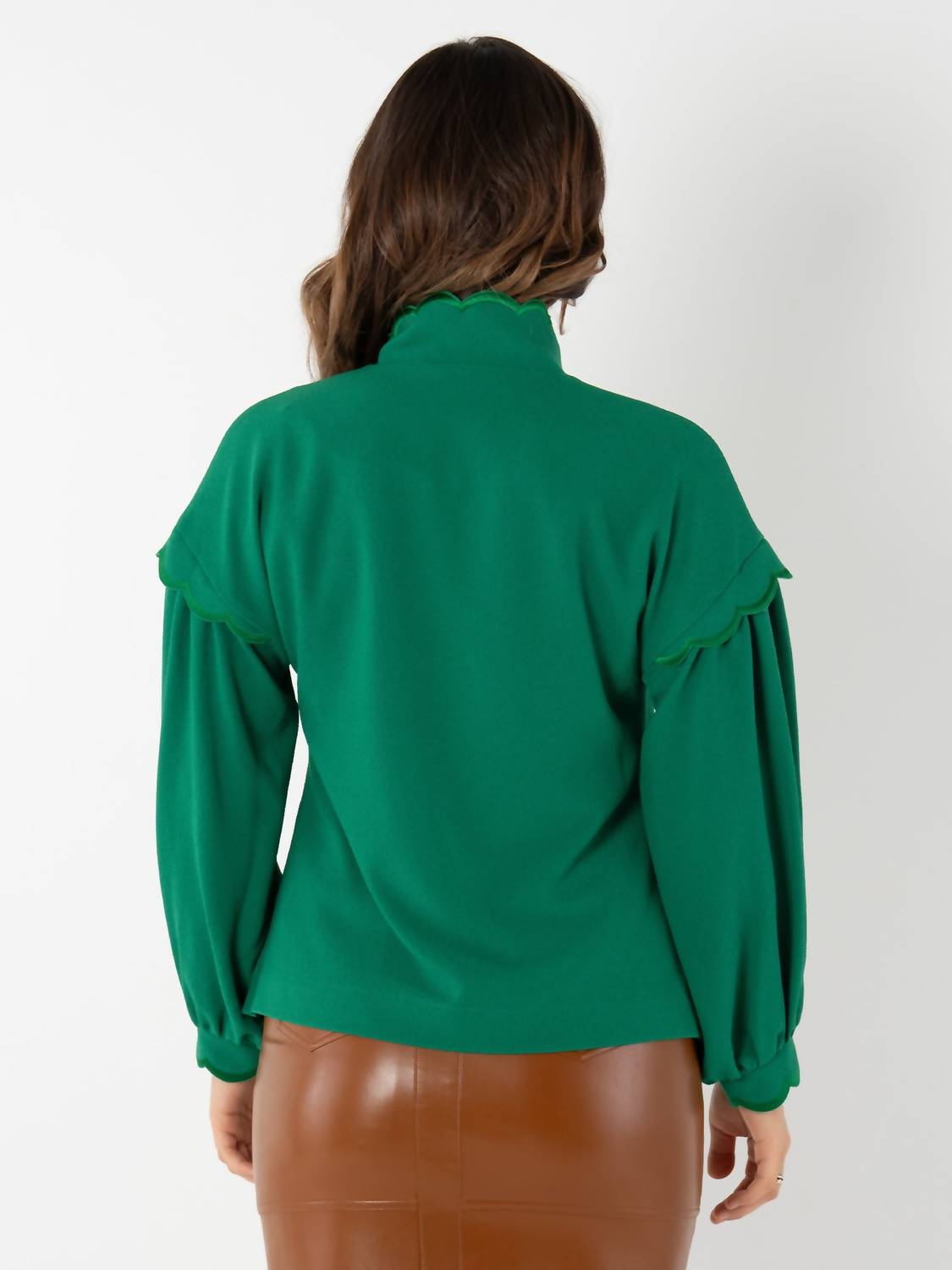 Emily Mccarthy - Orchid Scalloped Blouson Sleeves Top