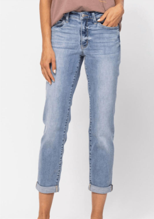 Judy Blue - Mid-Rise Bleach Wash Boyfriend Jean