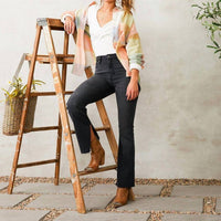 HIDDEN Ryan Hi-rise Outside Slit Bootcut Jeans in charcoal - women's jeans