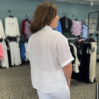 Renuar - V-neck Collared Blouse With Crocheted Back
