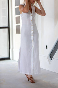 onia Button Down Maxi Dress in white - women's dress - detail view