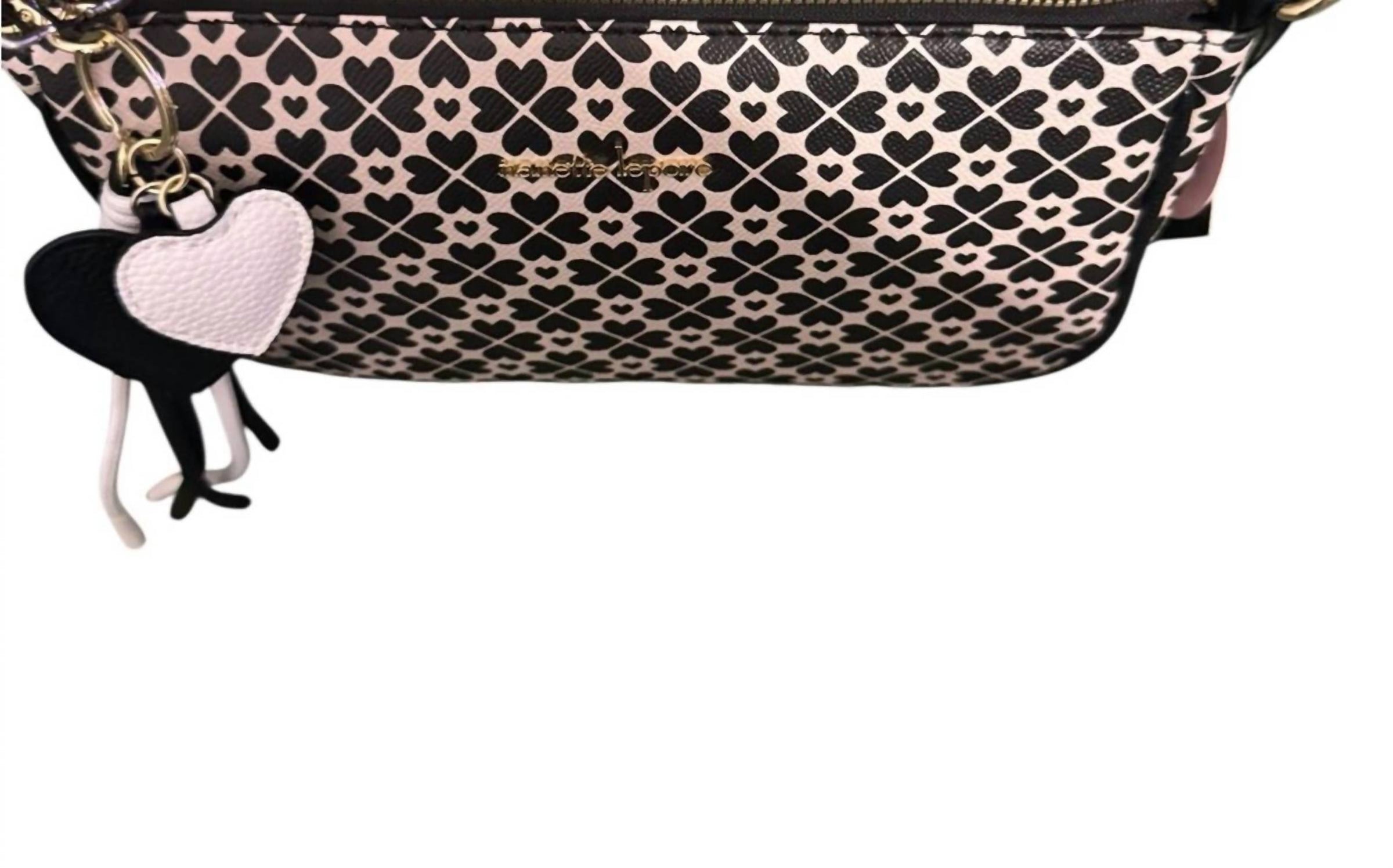 Nanette Lepore Women's Elegant Patterned Bag in black and cream - women's bag - detail view