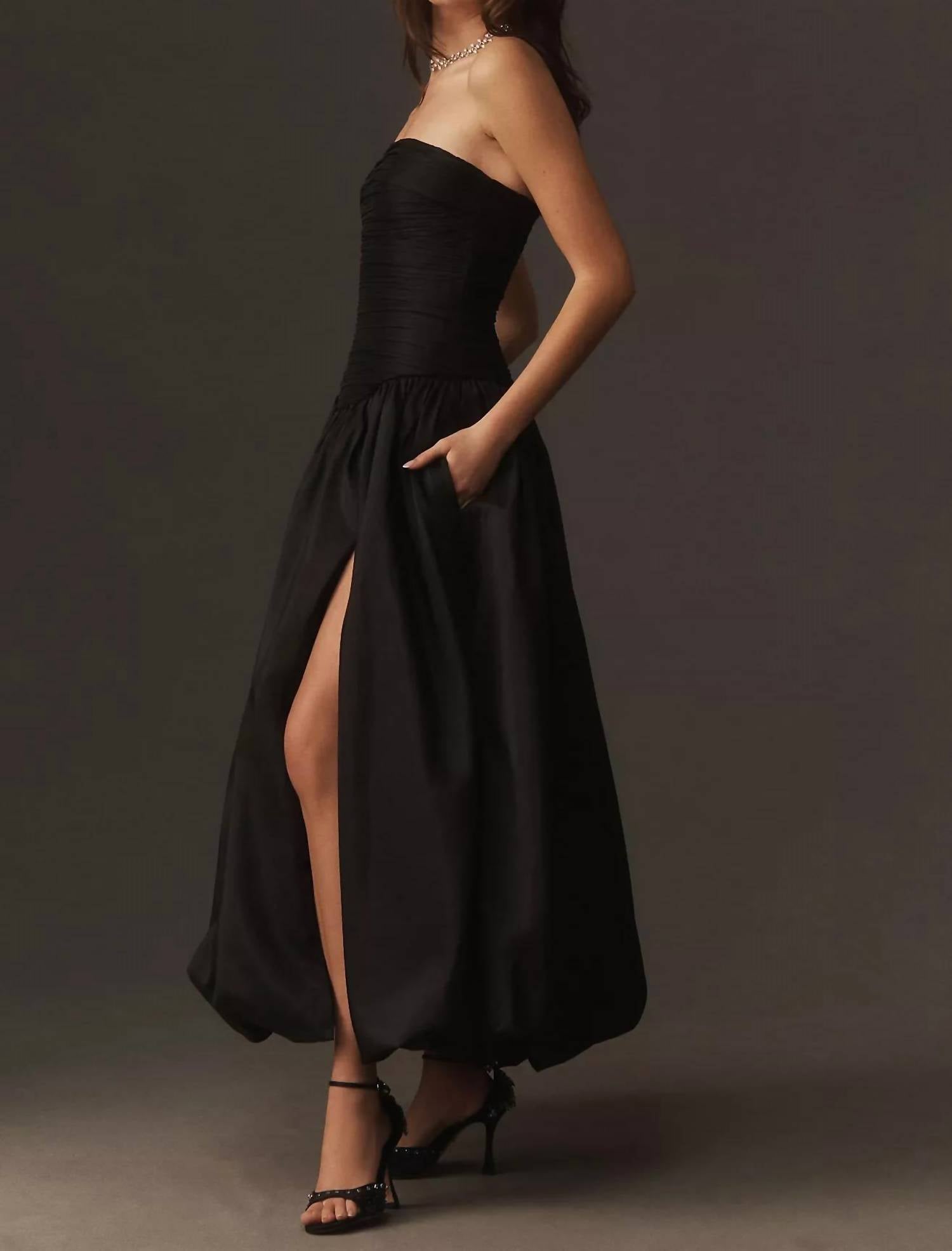 Hutch - Georgina Strapless Rucheddrop-waist Maxi Dress