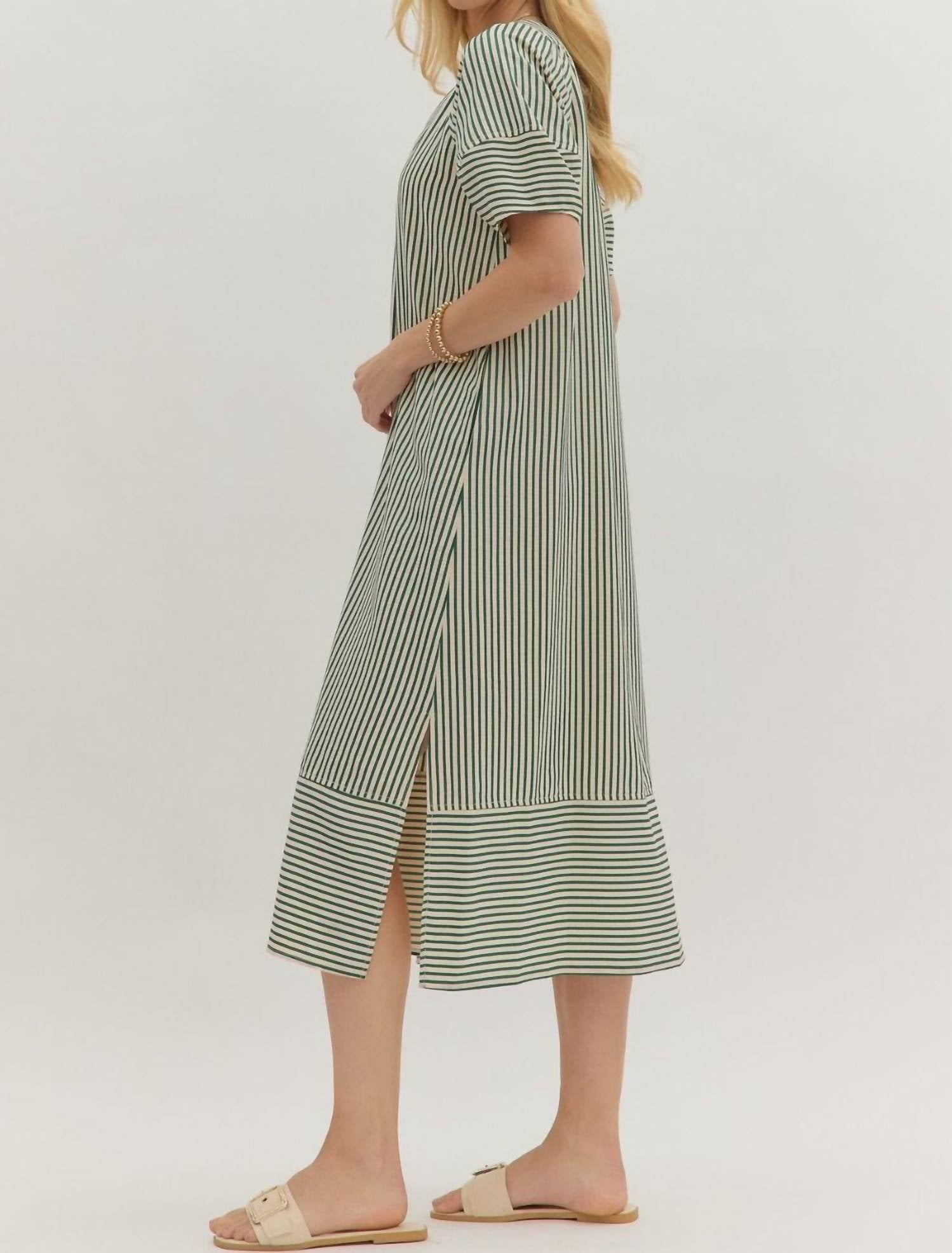 entro Seersucker Midi Dress in green white - women's dress - view 4
