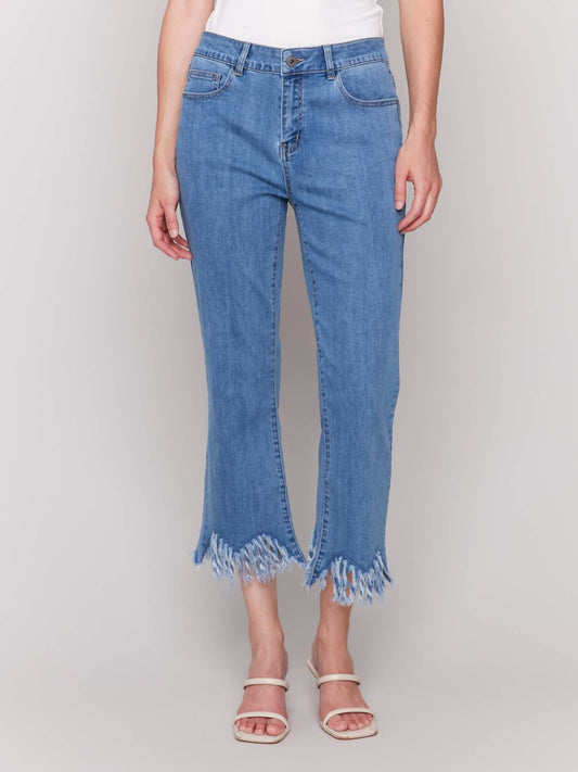 Charlie B - Fringed Hem Cropped Jeans