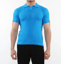 Postmarc - Textured Chevron 3-button Cotton Knitted Polo