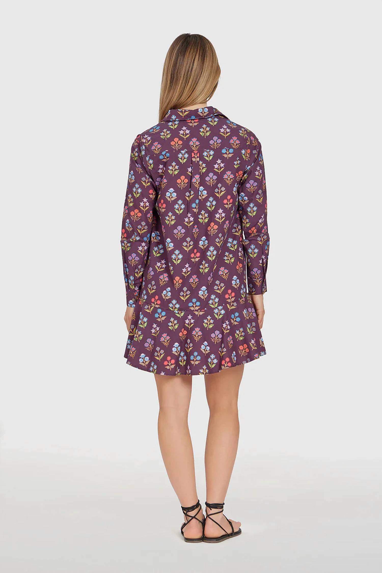 Livro The Polly Shirt Dress in holiday flowers - women's dress - detail view