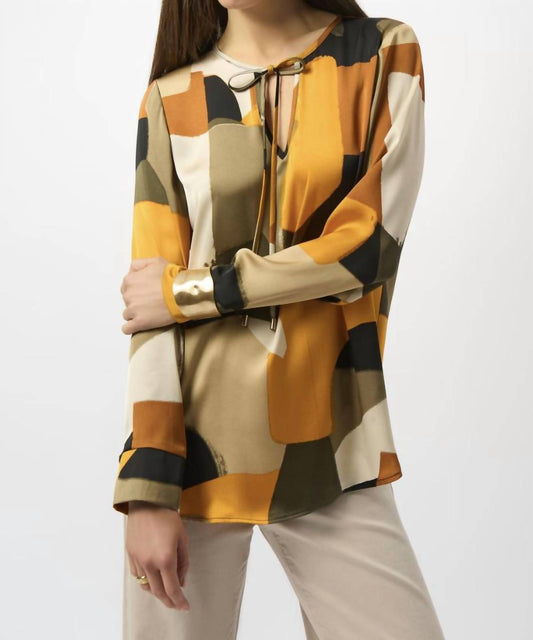 Joseph Ribkoff - Recycled Satin Abstract Print Straight Tunic