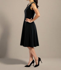 Nue By Shani - Built In Shapewear Embellished Sleeve Dress