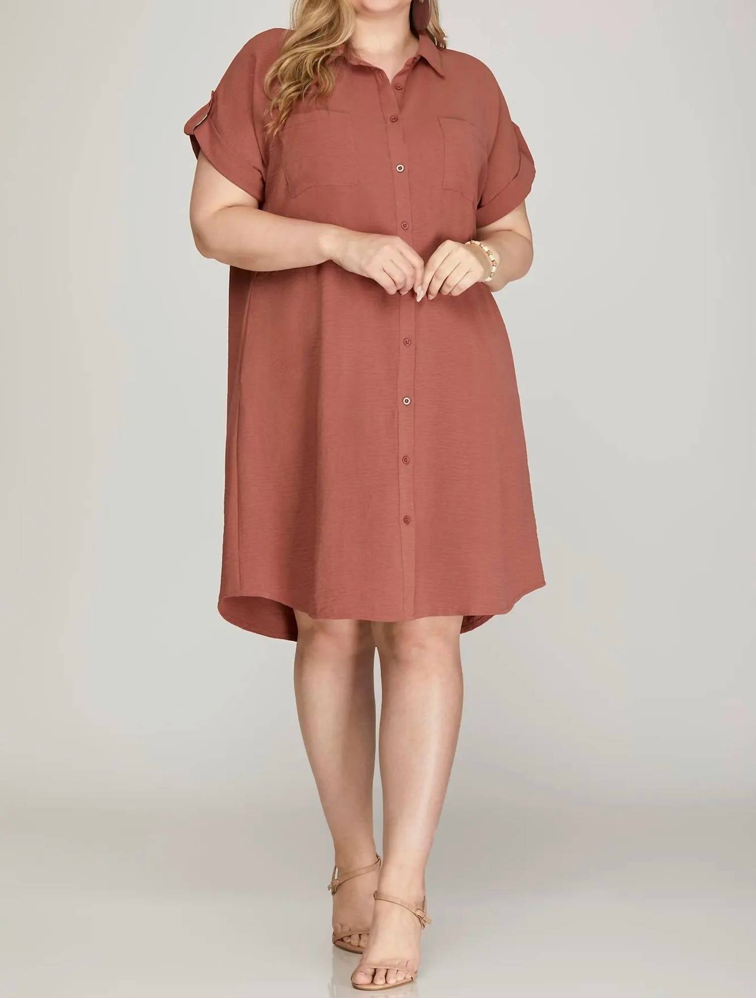 She + Sky - Plus Size Button Up Dress