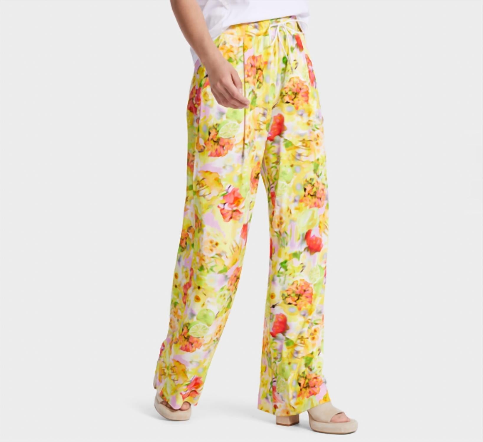 Marc Cain Wedi Floral Pants in pale lemon - women's pants - view 4