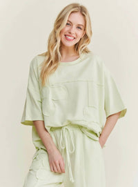 J.Her - Cotton French Terry Double Flower Patch Top
