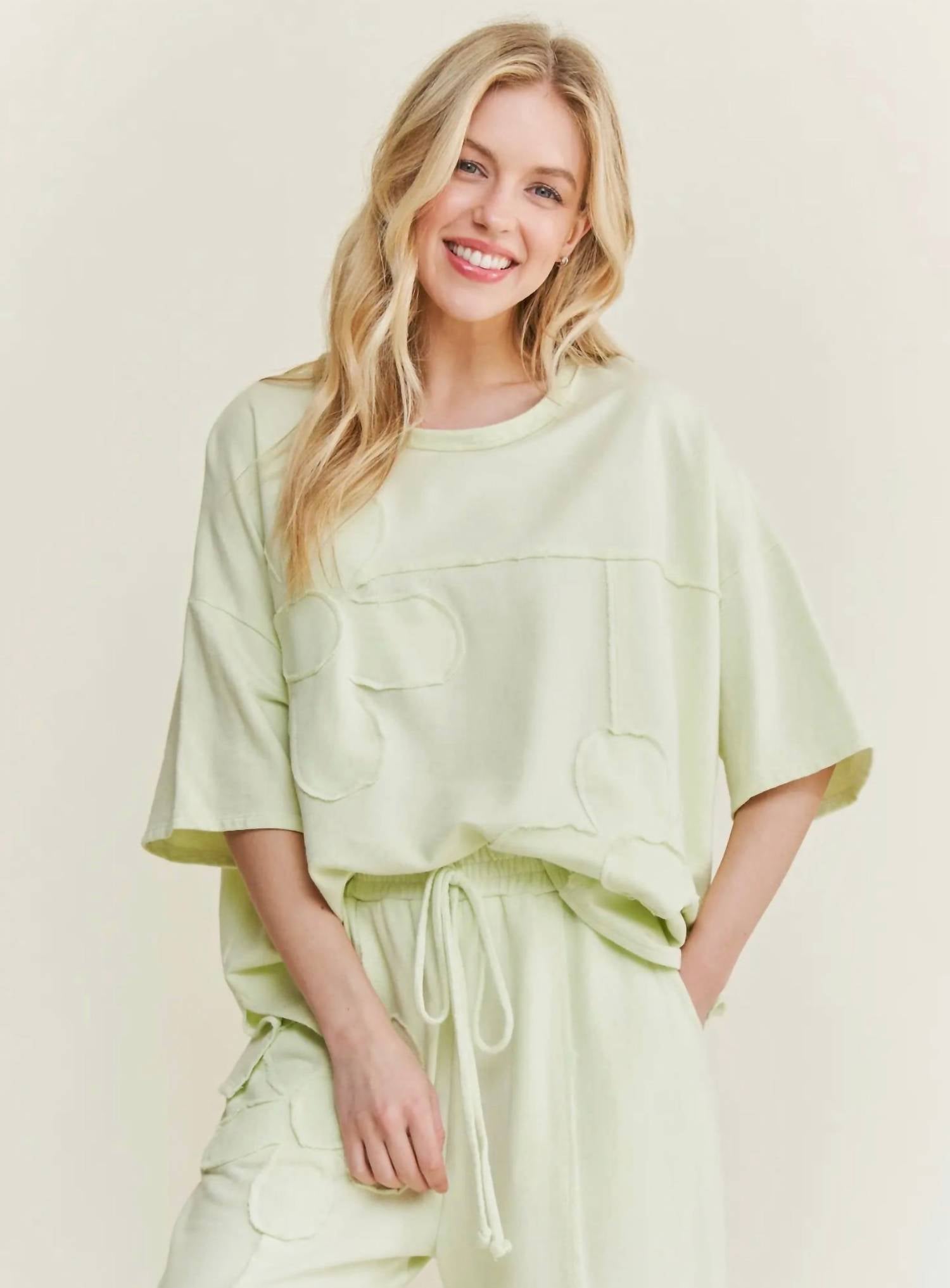 J.Her - Cotton French Terry Double Flower Patch Top