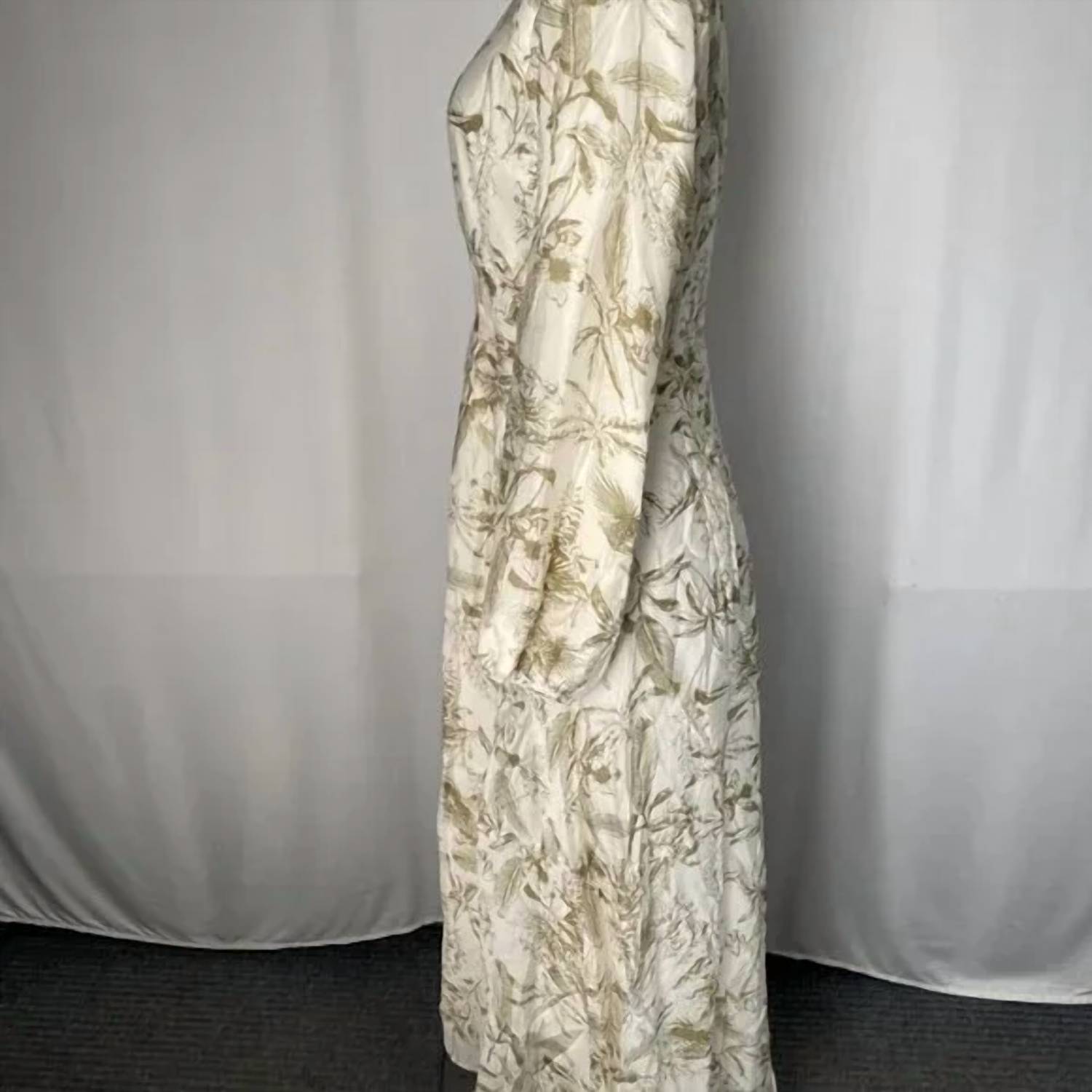 Static - Leafy Print Long Sleeve Midi Dress