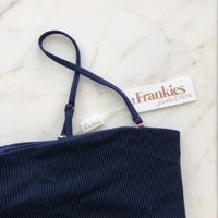 Frankies Bikinis Women's Scarlett Ribbed Top in navy - women's swimwear - alternate view