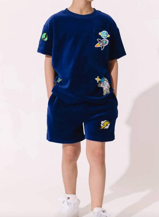 Lola + The Boys - Boys Space Patches Velour Set