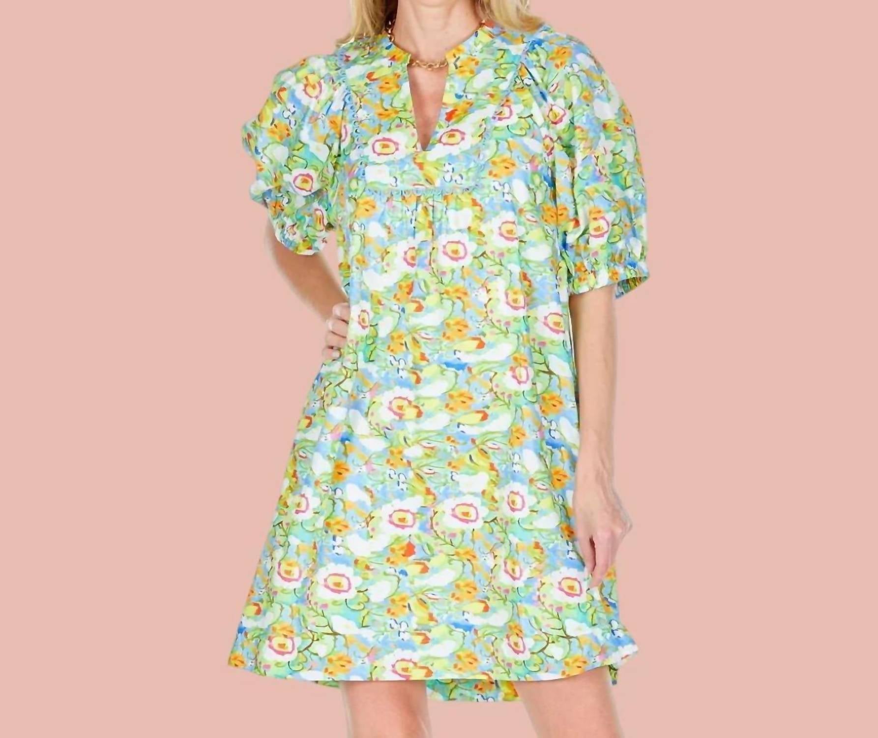 Joy Joy - Mango Blossom Front Yoke Trim Dress