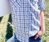 American Farm Company - Boys Youth Plaid Pattern Metal Snap Shirt