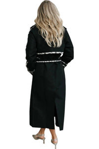Mable - Tweed Trim Trench Coat Jacket