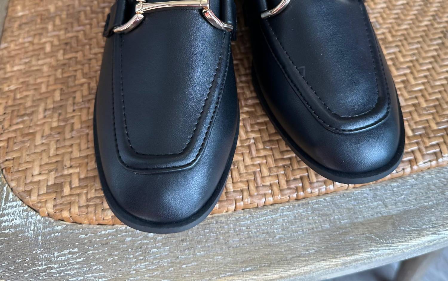 SODA Women's Guitar Buckle Loafer in black - women's flats - detail view