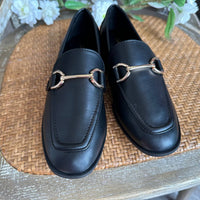 SODA Women's Guitar Buckle Loafer in black - women's flats - alternate view