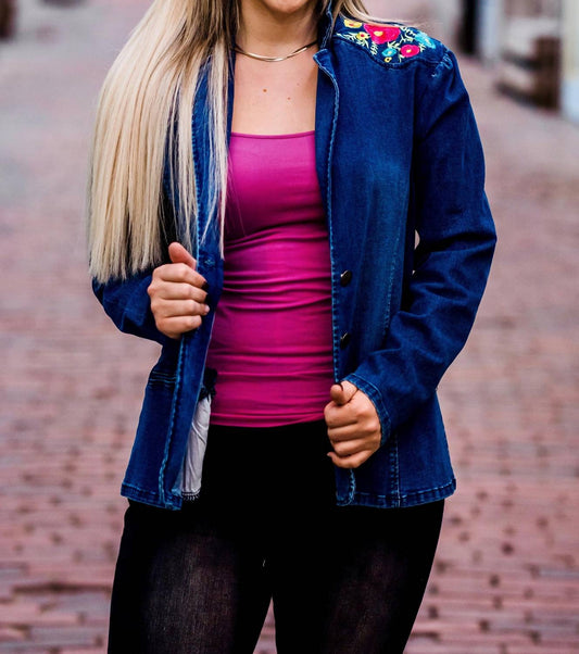 Layerz Clothing - Denim Embroidered Blazer