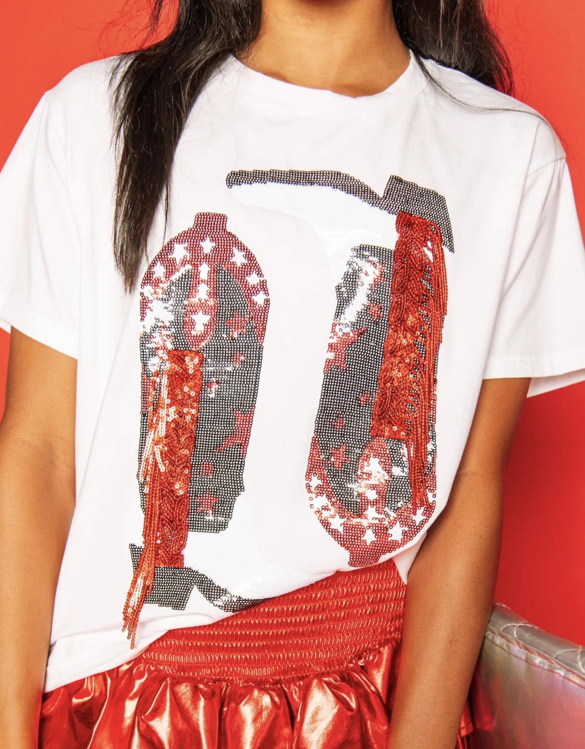 Queen Of Sparkles - Fringe Boot Tee