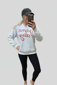 Bird & Co Wholesale Tees - Game Day Split Neck Sweatshirt