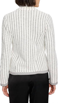 Nic + Zoe PINSTRIPE NOTCH COLLAR KNIT JACKET in black multi - women's jacket - detail view