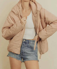 Dress Forum - Drawstring Hem Hooded Puffer Jacket