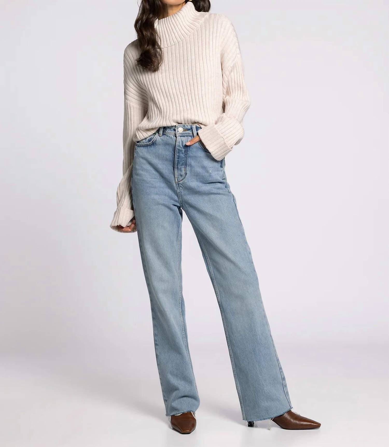 Weekend Los Angeles Virginia Turtleneck Sweater in bone white - women's sweater