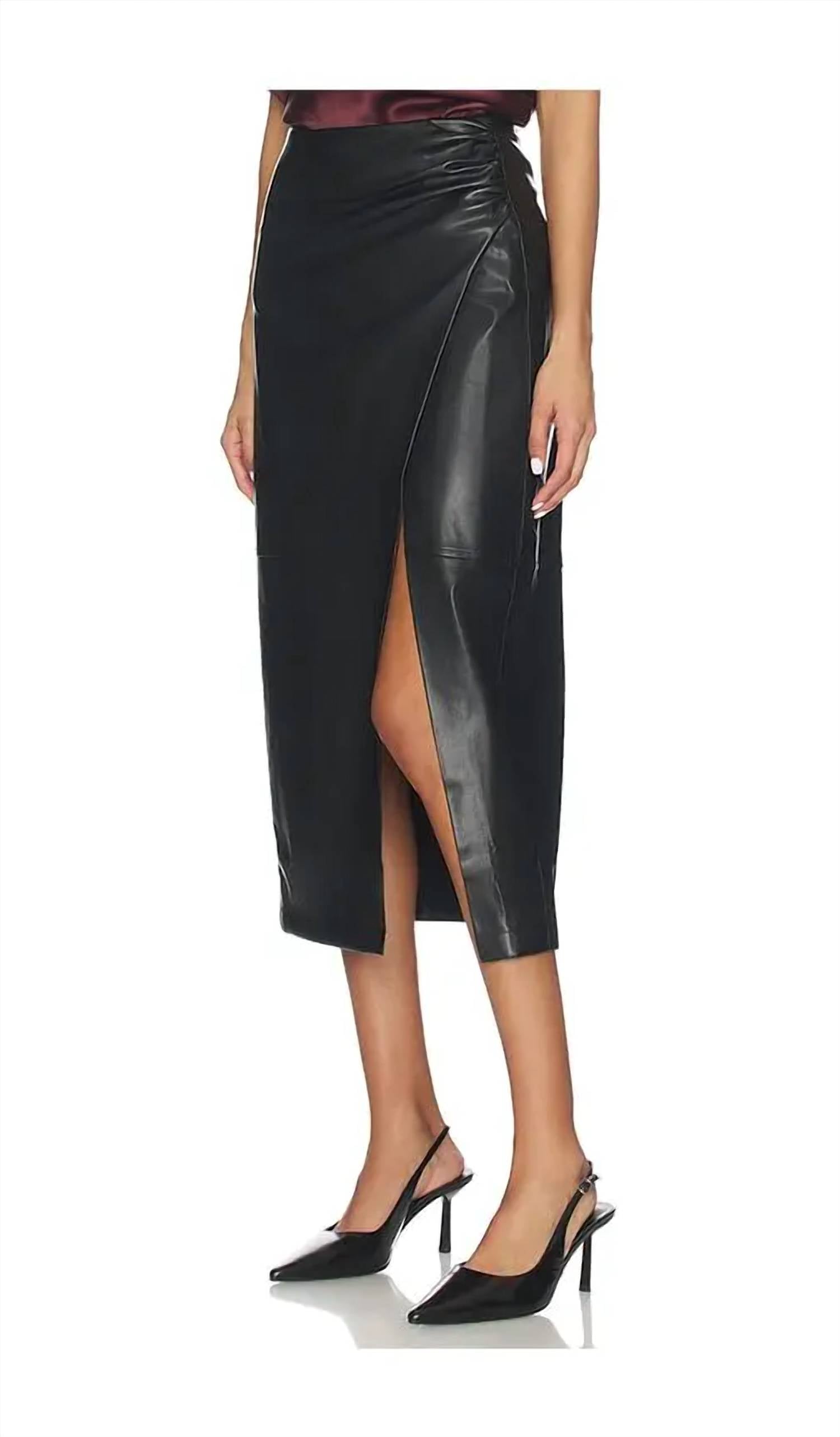 Cami NYC Lorena Vegan Faux Leather Midi Skirt in black - women's skirt - view 4