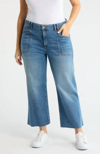 KUT FROM THE KLOTH Meg High Rise Wide Leg Front Pockets Jean in earn - women's jeans