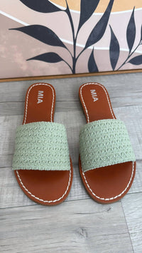 MIA Women's Crochet Slip On Sandal in sage - women's sandal - alternate view