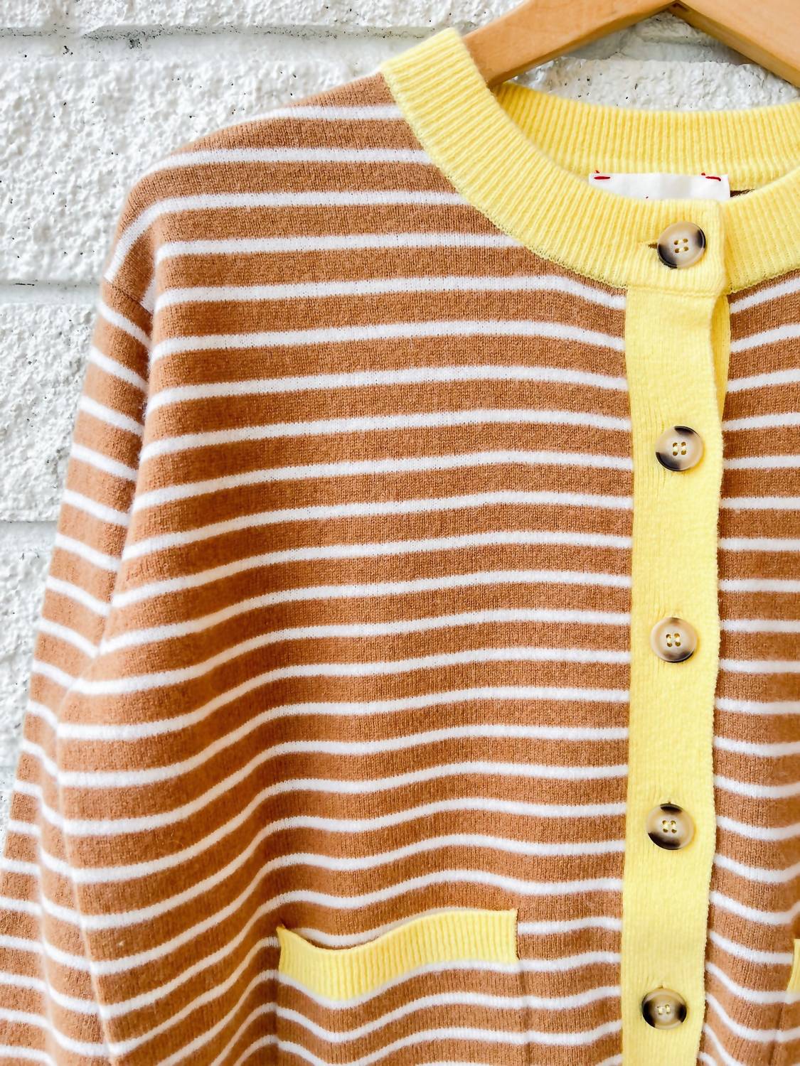 XIRENA Lillian Long Sleeve Cardigan in camel stripe - women's cardigan - view 4