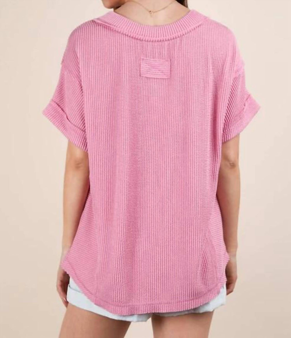 New In - Soft Ribbed V Neck Top