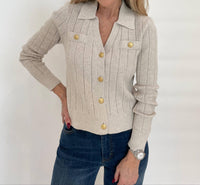 Kinross - Somary Rib Button Front Polo Sweater