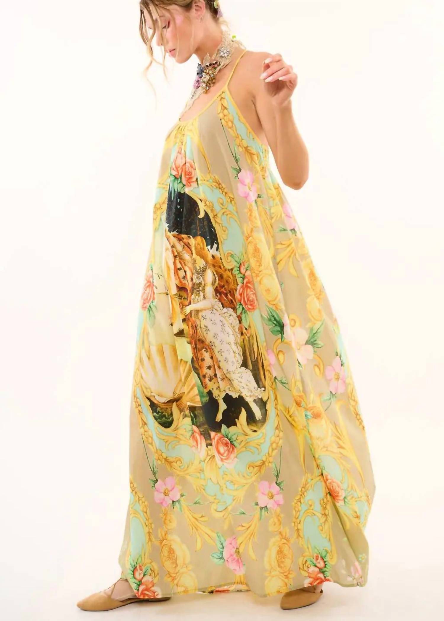 Aratta Birth Of Venus Maxi Dress in pearl print - women's dress - detail view