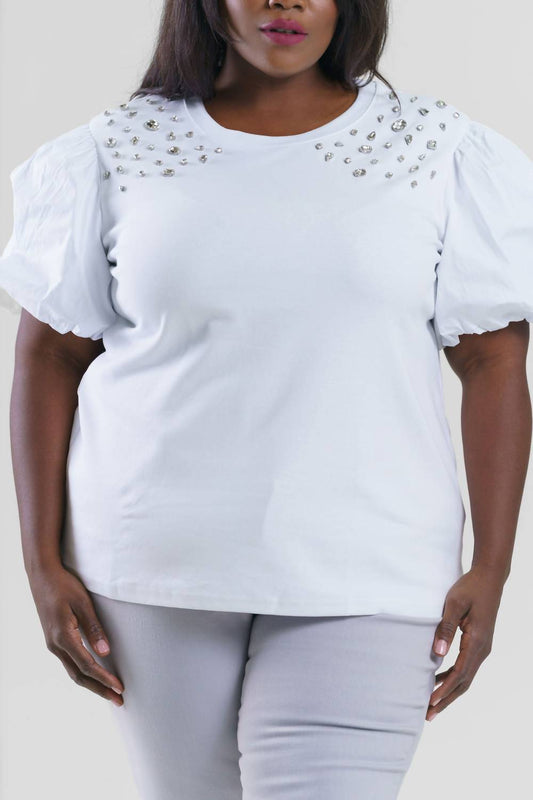 Joh - Runa Pointe Knit Top With Diamond Studs