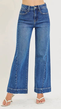 Risen - High Rise Tummy Control Wide Leg Full Length Jeans
