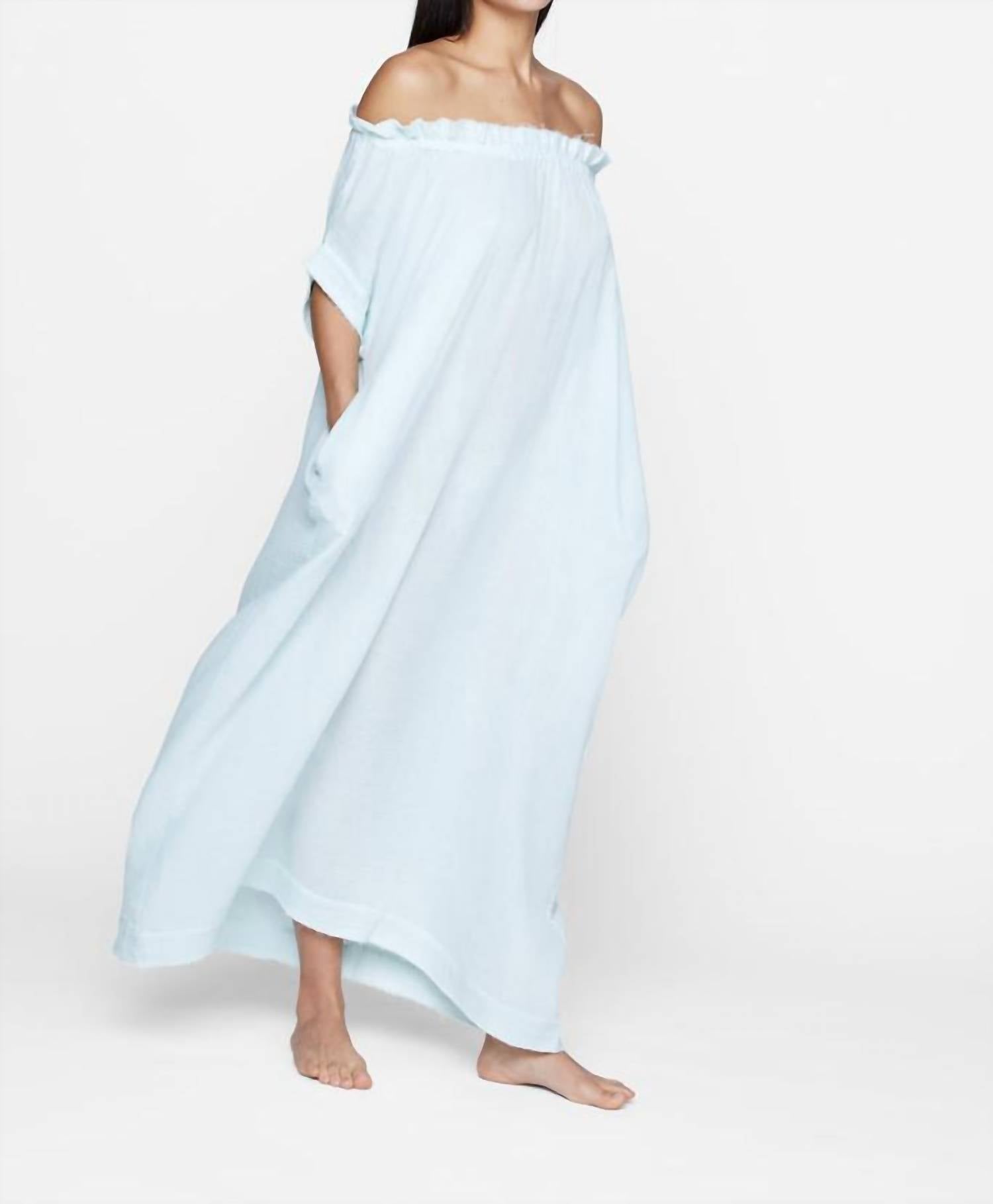 MIKOH Mirakami Off The Shoulder Maxi Dress in moonstone - women's dress