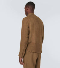Le Kasha Dewas Linen Shirt in tobacco - men's shirt - alternate view