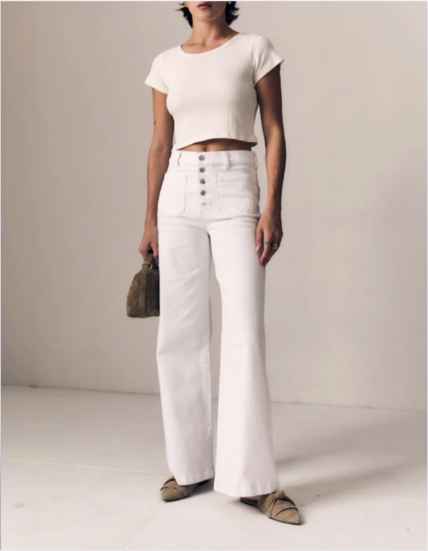 Le Jean - Georgia Exposed Button Wide Leg Pant