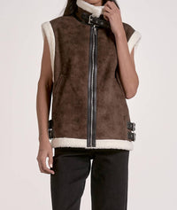 ELAN Ultra-soft Shearling Vest in brown - women's jacket