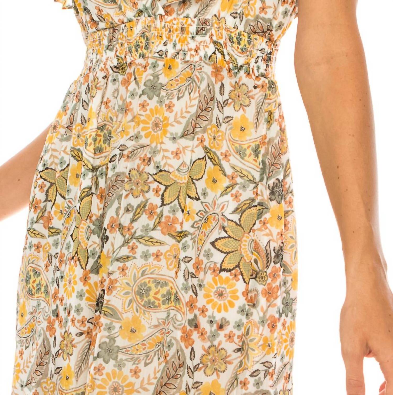 Donna Morgan - Floral Print Short Sleeve Midi Dress