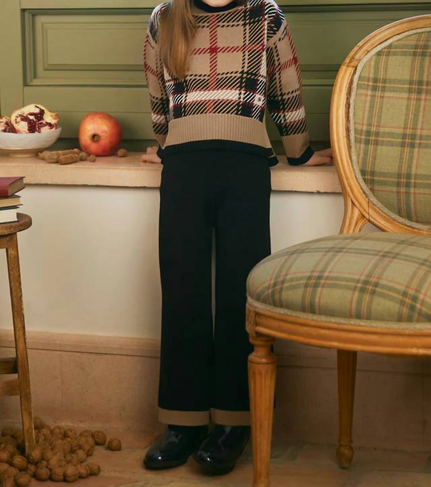 Abel & Lula - Plaid Sweater And Pant Set