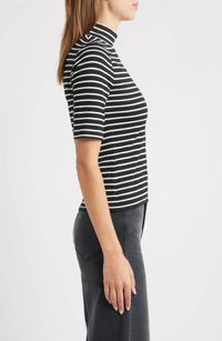 Rag & Bone - Knit Stripe Rib Mock Neck Tee