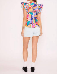 Meet Me In Santorini - Ruffle Bib Top