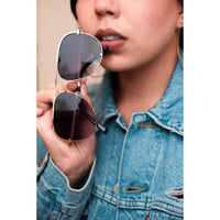 Julia Rose Women's Alex Aviator Sunglasses in gold gray - women's accessory - detail view